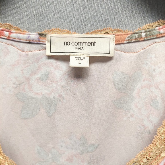 No Comment Floral Wrap Top Sz L Lace Trim Tie Y2K Cottagecore Coquette Romantic - Picture 8 of 14